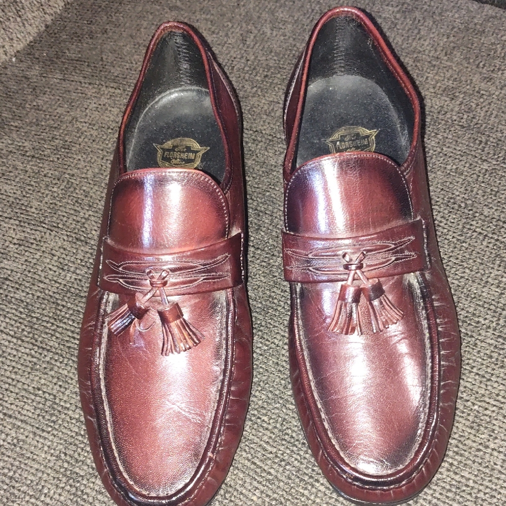 Florsheim Maroon Leather Tassel Loafers